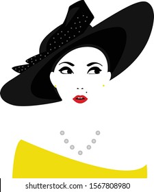 Beautiful young lady with large hat