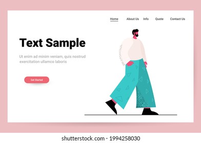 beautiful young man in casual clothes male cartoon character standing pose