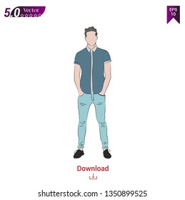 Beautiful young men in casual outfit,fashion boy vector