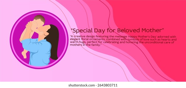 Beautiful young mother holds a baby. The concept of family, motherhood, pregnancy. Modern vector flat illustration. Clipart for design