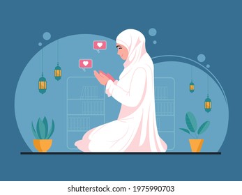 Beautiful young muslim woman pray