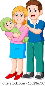 Beautiful young parents and cute baby	