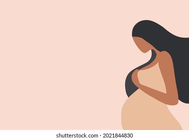 Beautiful young pregnant woman vector illustration. Pregnancy and motherhood woman concept
P