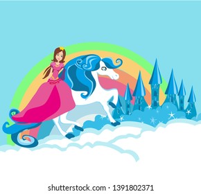 beautiful young princess on a unicorn 