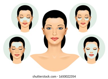 Beautiful young woman. Anti aging treatment and plastic surgery concept. Isolated on white. Vintage engraving stylized drawing. Vector illustration