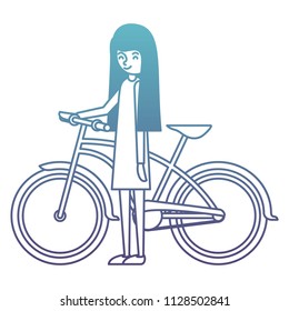 beautiful and young woman with bicycle character