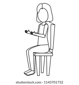 beautiful and young woman in the chair