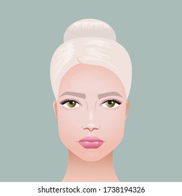Beautiful Young Woman with Clean Fresh Skin. Face care. Facial treatment. Cosmetology, beauty and spa. Vector realistic illustration.