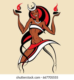 Beautiful young woman Woman dancing with fire.