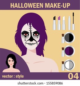 Beautiful young woman in day of the dead mask skull face art. Halloween face art. vector illustration.
