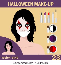 Beautiful young woman in day of the dead mask skull face art. Halloween face art. vector illustration. 
