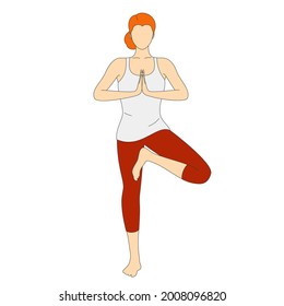 Beautiful young woman doing yoga, tree pose.