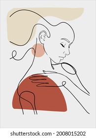 Beautiful young woman drawing sketch Art design for print, cover, wallpaper, Minimal wall art. Vector illustration.