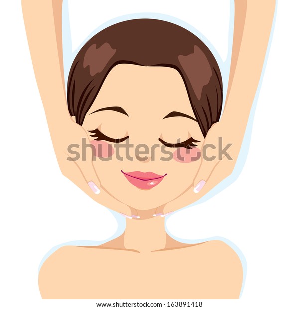 Beautiful Young Woman Enjoying Facial Massage Stock Vector Royalty Free 163891418 Shutterstock 