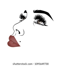 beautiful young woman face icon vector, cosmetics logo,make up girl sign, model portrait