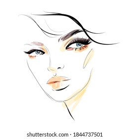 Fashion Portrait Drawing Sketch Illustration Young Stock Illustration ...