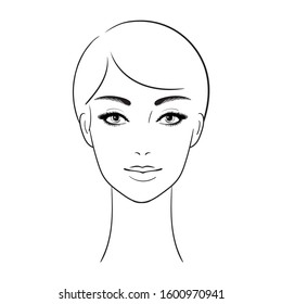 Beautiful young woman. Woman face on a white background. Vector illustration.