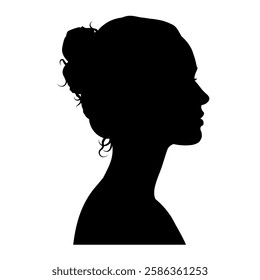 beautiful young woman face profile silhouette - vector illustration