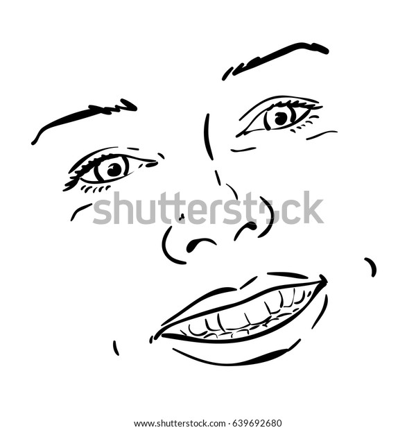 Beautiful Young Woman Face Smile Dimples Stock Vector