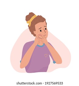 Beautiful Young Woman Girl Looking At Mirror Squeezing Pimple At Home. Teenager Skin Problems: Acne, Pimples, Blackheads. Skincare And Dermatology. Face Mask, Cream. Flat Cartoon Vector Illustration.