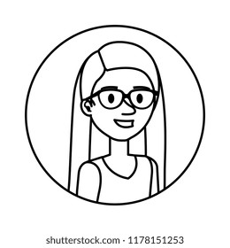 beautiful and young woman with glasses