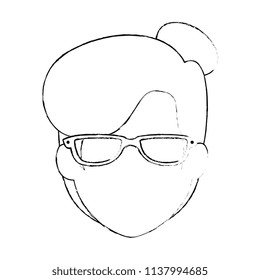 beautiful and young woman with glasses head character