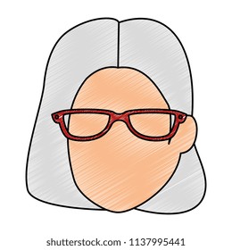 beautiful and young woman with glasses head character