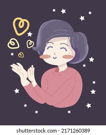 Beautiful young woman hand drawn cartoon art illustration 