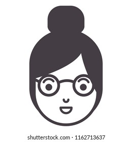 beautiful and young woman head with glasses