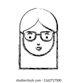 beautiful and young woman head with glasses