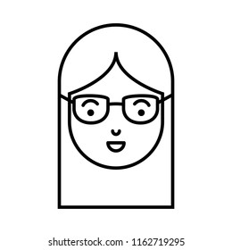 beautiful and young woman head with glasses