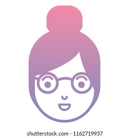 beautiful and young woman head with glasses