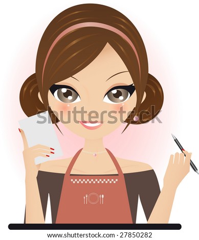 beautiful young woman holding a pen and a paper