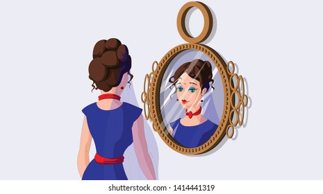 438 Girl Looking Herself In The Mirror Stock Vectors, Images & Vector ...