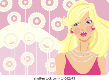 beautiful Young woman on a pink background