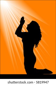 beautiful young woman praying
