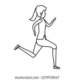 beautiful and young woman running