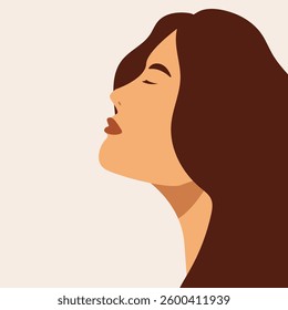 Beautiful young  woman in said profile portrait Avatar for social networks. Fashion and beauty. Vector illustration