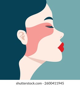 Beautiful young  woman in said profile portrait Avatar for social networks. Fashion and beauty. Vector illustration