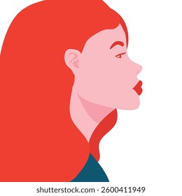 Beautiful young  woman in said profile portrait Avatar for social networks. Fashion and beauty. Vector illustration