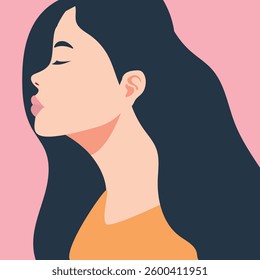 Beautiful young  woman in said profile portrait Avatar for social networks. Fashion and beauty. Vector illustration