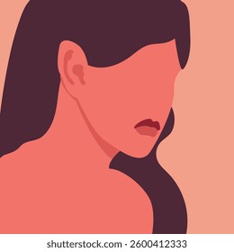 Beautiful young  woman in said profile portrait Avatar for social networks. Fashion and beauty. Vector illustration