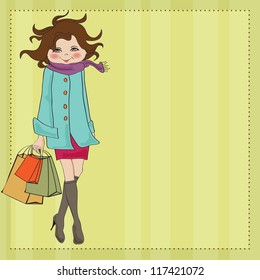 beautiful young woman at shopping
