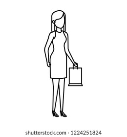 beautiful and young woman with shopping bags