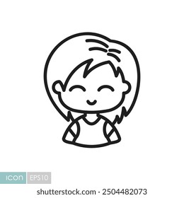 Beautiful young woman with short hair vector icon. Avatar character portrait signs. Graph symbol for your web site design, logo, app, UI