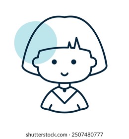 Beautiful young woman with short hair vector icon. Avatar character portrait signs. Graph symbol for your web site design, logo, app, UI