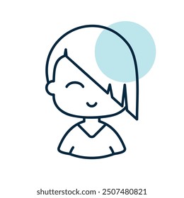 Beautiful young woman with short hair vector icon. Avatar character portrait signs. Graph symbol for your web site design, logo, app, UI