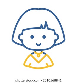 Beautiful young woman with short hair vector icon. Avatar character portrait signs. Graph symbol for your web site design, logo, app, UI