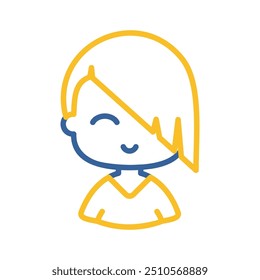 Beautiful young woman with short hair vector icon. Avatar character portrait signs. Graph symbol for your web site design, logo, app, UI