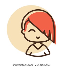 Beautiful young woman with short hair vector icon. Avatar character portrait signs. Graph symbol for your web site design, logo, app, UI